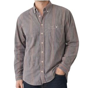 Dockers Vtg 90s  Levi's Striped Button Down Shirt Mens XL Cotton Workwear‎ Grey